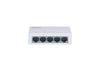 Dahua DH-PFS3005-5ET-L PoE switch with multiple Ethernet ports, black plastic housing, and LED indicators for network connections.