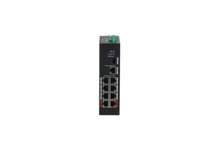 Dahua DH-PFS3110-8ET-96-V2 network switch with multiple Ethernet ports and LED indicators on a black device