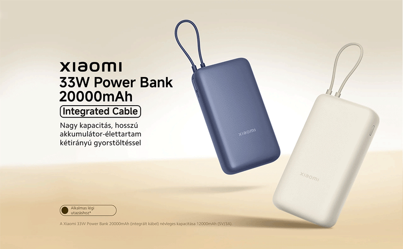 პორტატული დამტენი - Xiaomi 33W Power Bank 20000mAh (Integrated Cable) Blue GL